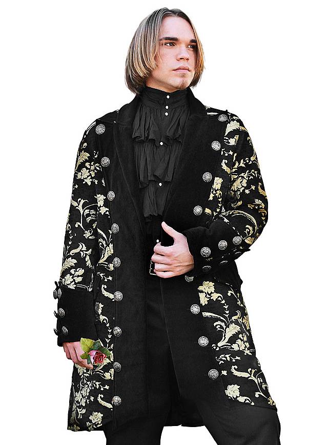 Gothic Outfit für Herren: Brokatjacke schwarz-gold