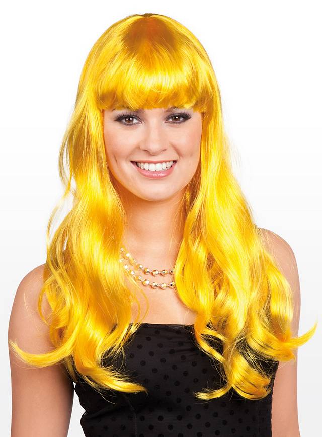 Lange Haare gelb Perücke