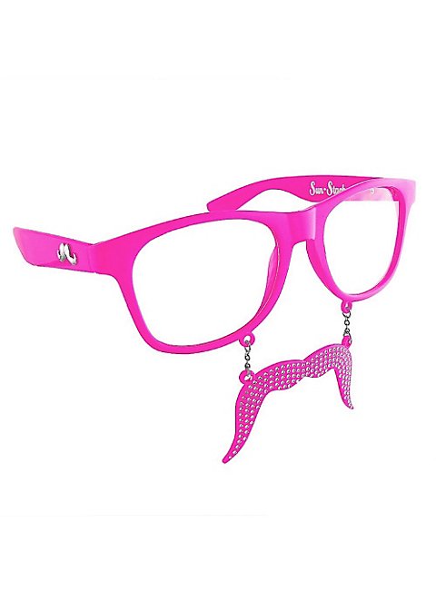 Pinke brille mit Bart: Sun-Staches It-Girl Partybrille mit Strass