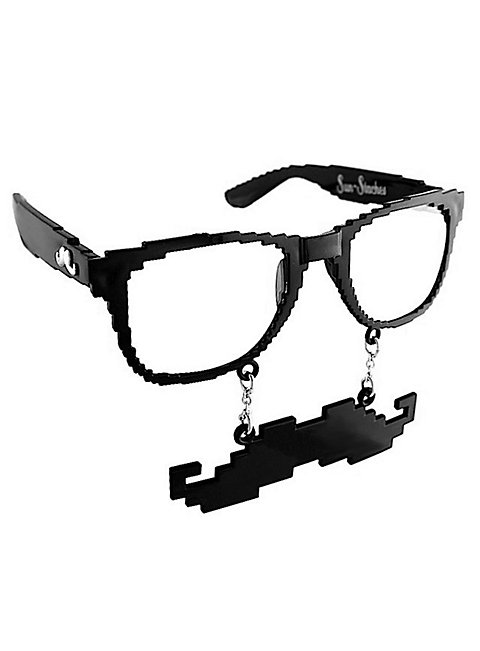 Pixelbrille mit Pixelbart: Sun-Staches Pixel Partybrille