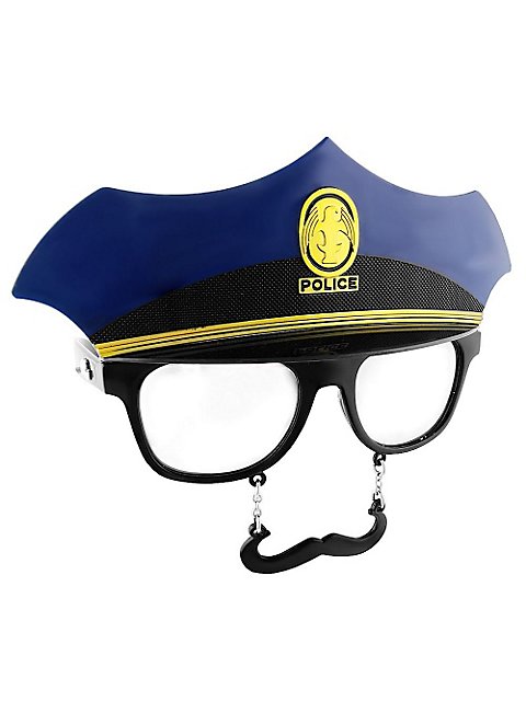 Sun-Staches Polizist Partybrille Cop Brille mit Polizeimütze