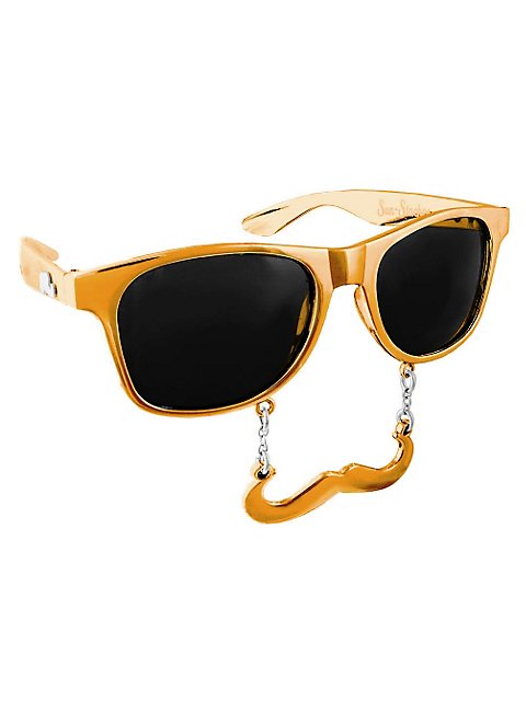 Goldene Brille mit Bart: Sun-Staches classic gold Partybrille