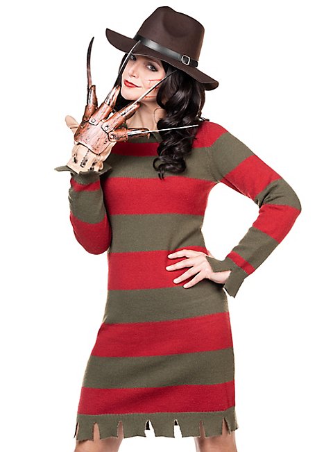 Freddy Krueger Kostüm für Frauen mit Hut und original Handschuh