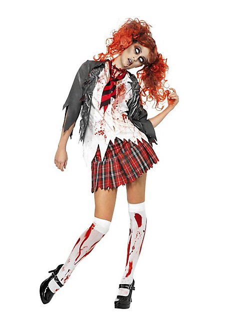 Zombie Schulmädchen Kostüm Halloweenkostüm