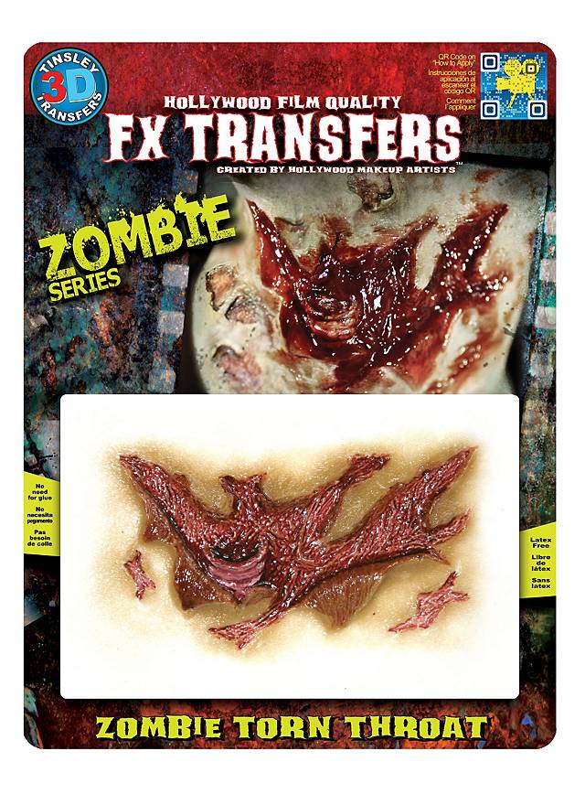 Fiese Halloween Schminke: Zombie Kehlenwunde 3D FX Transfers