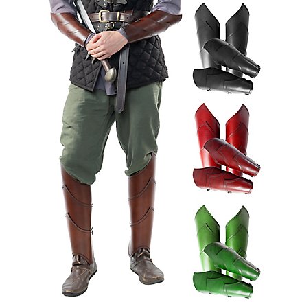 Arm- und Beinschienen Set aus Leder - Elfenkrieger