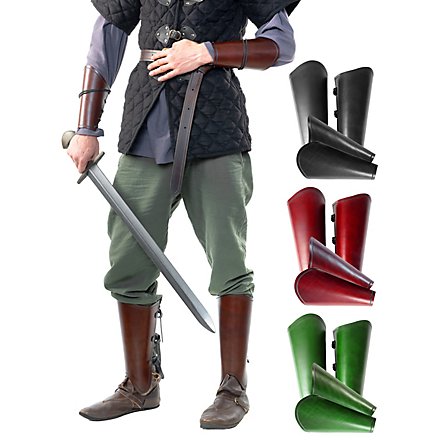 Arm- und Beinschienen Set aus Leder - Kriegsknecht