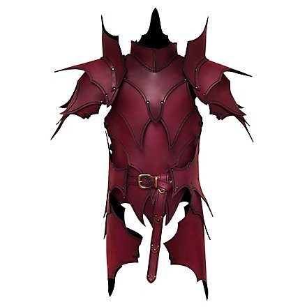 Armure d'elfe noir avec tassettes en cuir rouge