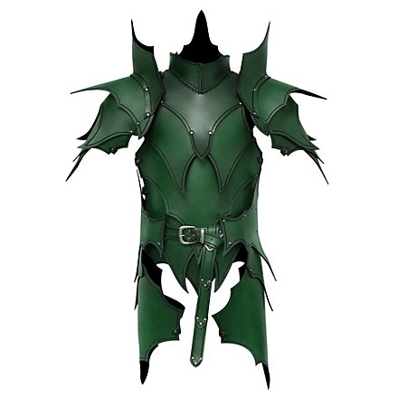 Armure d'elfe noir avec tassettes en cuir vert