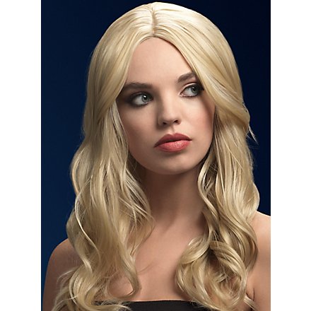 Beach Waves wig blond, parting in the middle