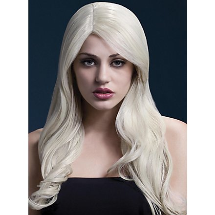 Beach Waves wig blond, side parting