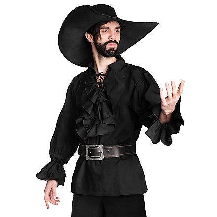 Camisa Con Volantes - Renacimiento, Negro