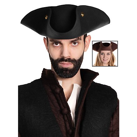 Cappello da pirata Tricorno in feltro di lana - Henry