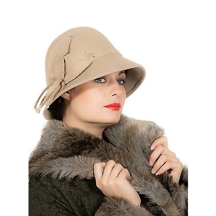 Chapeau cloche années 20 beige