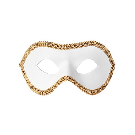 Colombina con Passamaneria bianco-oro Venezianische Ledermaske