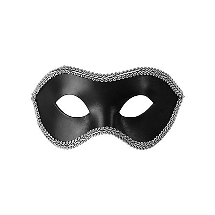 Colombina con Passamaneria nero-argento Venezianische Ledermaske