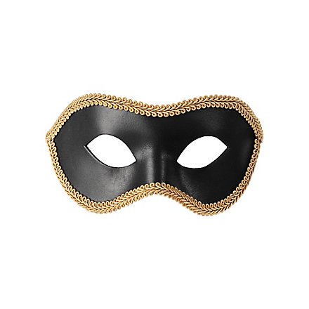 Colombina con Passamaneria nero-oro Venezianische Ledermaske