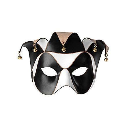 Colombina Joker nero-bianco Venezianische Ledermaske