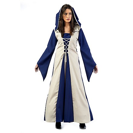 Costume médiéval de châtelaine bleu