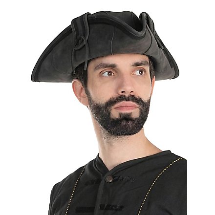 Dreispitz aus Leder schwarz