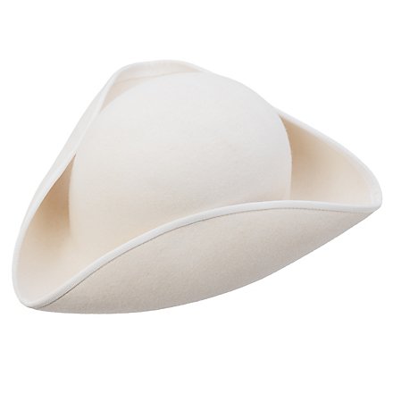 Dreispitz Rohling aus Wolle - cremeweiß mit Einfass, ungarniert