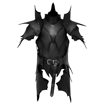 Dunkelelf Lederrüstung mit Beintaschen schwarz