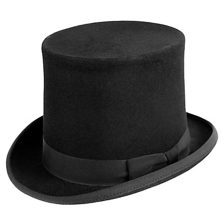 Flat American top hat in wool felt – black