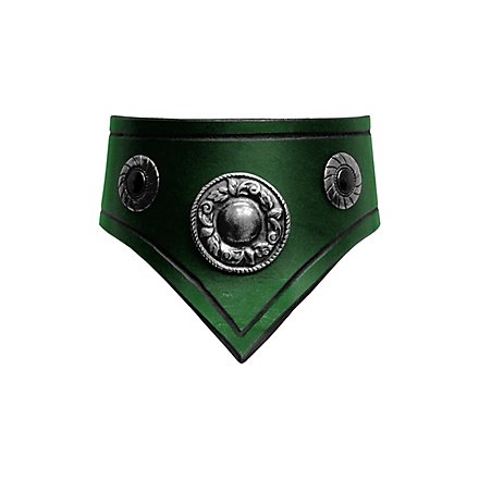 Leather Collar green & silver 
