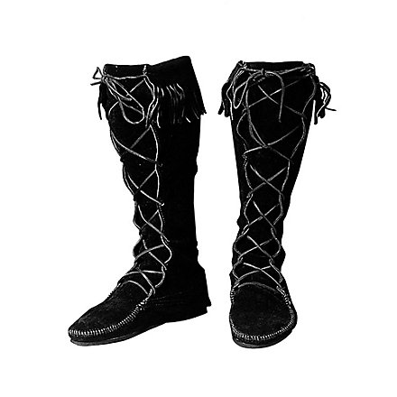 Medieval Boots black with Fringe 