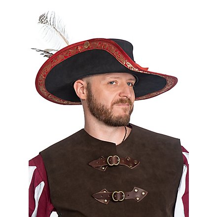 Musketeer Leather Hat red 