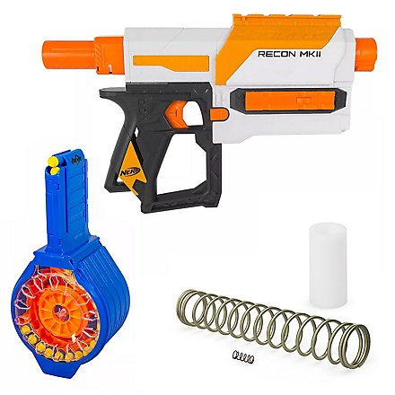 NERF Recon MKII, incluse parti di blaster - mega pack di tuning con molla di tuning e caricatore a tamburo