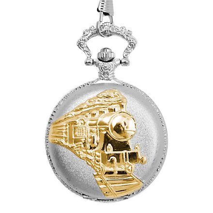 Orologio da tasca locomotiva a vapore argento