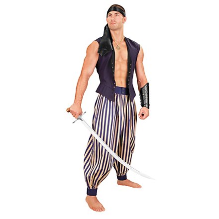 Pantaloni con balza a righe