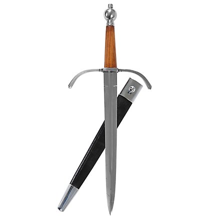 Parry dagger with wooden handle and curved parry - B-Ware