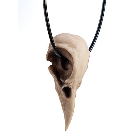 Pendentif crâne de corbeau avec bracelet en cuir