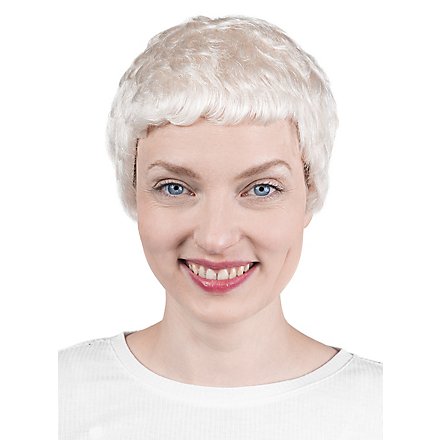 perruque blanche blonde courte