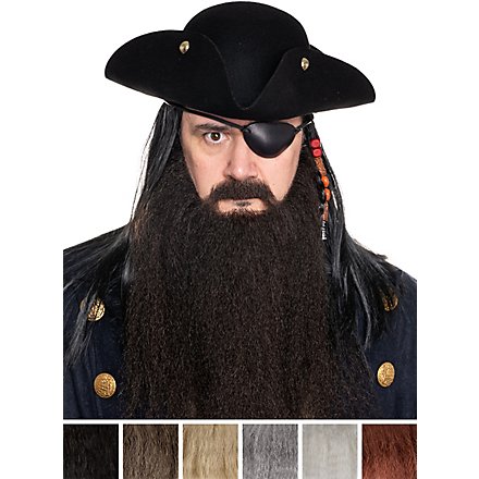 Piratenbart Blackbeard mit Vollbart und Schnurrbart