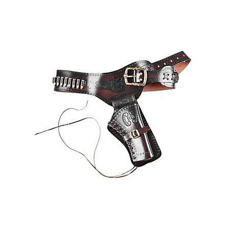 Premium revolver belt with deco cartridges dark brown