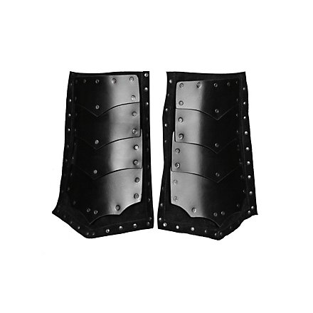 Protège-jambes en cuir noir d'assassin