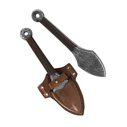 Throwing dagger with sheath - Kunai, brown, Larp weapon