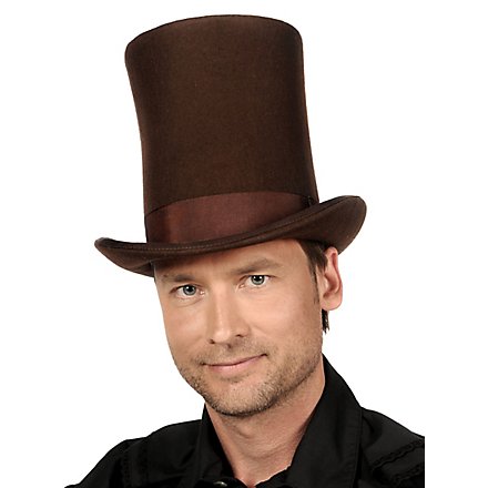 Très grand chapeau haut-de-forme marron