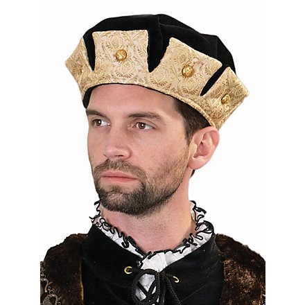 Tudor cap - black, gold