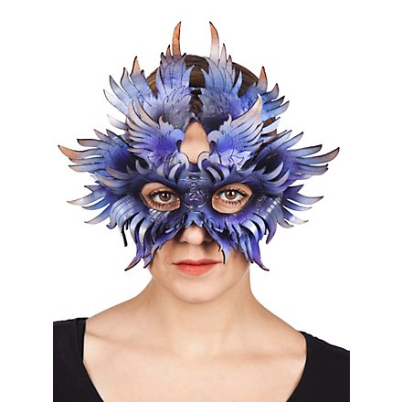 Vogel Ledermaske blau