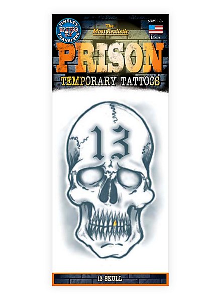 13 Skull Temporary Prison Tattoo