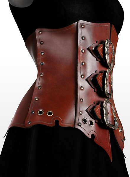 Medieval leather corset with laces, brown ⚔️ Medieval Shop