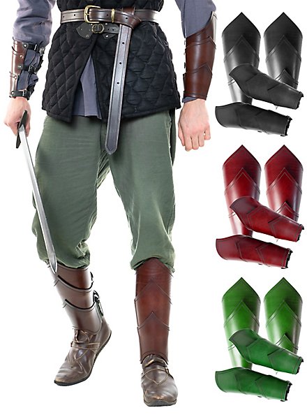 Arm- und Beinschienen Set aus Leder - Drachenreiter