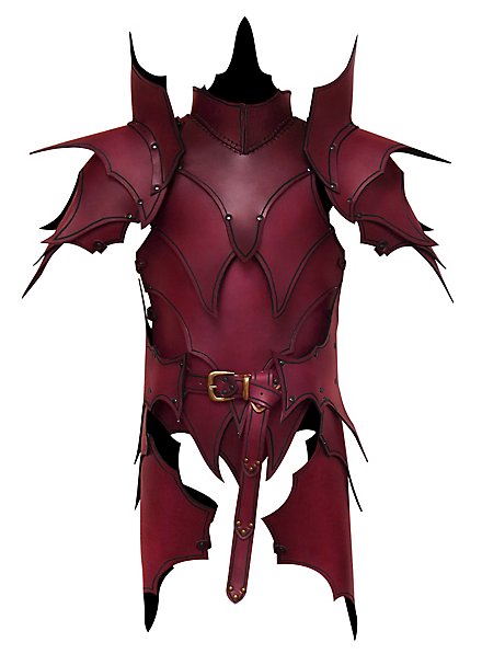 Armure d'elfe noir avec tassettes en cuir rouge
