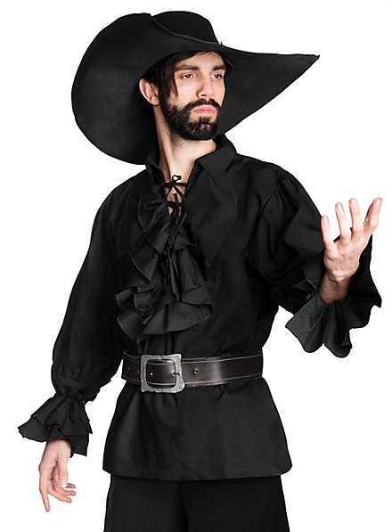 Camisa Con Volantes - Renacimiento, Negro