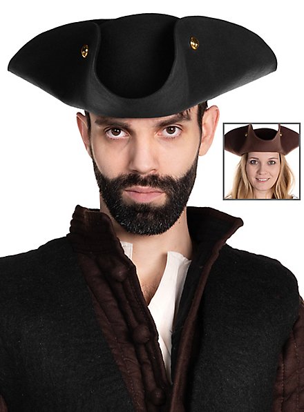 Cappello da pirata Tricorno in feltro di lana - Henry