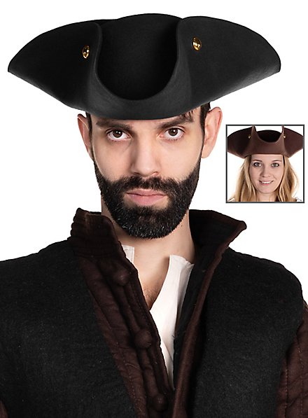 Chapeau de pirate Tricorne en feutre de laine - Henry